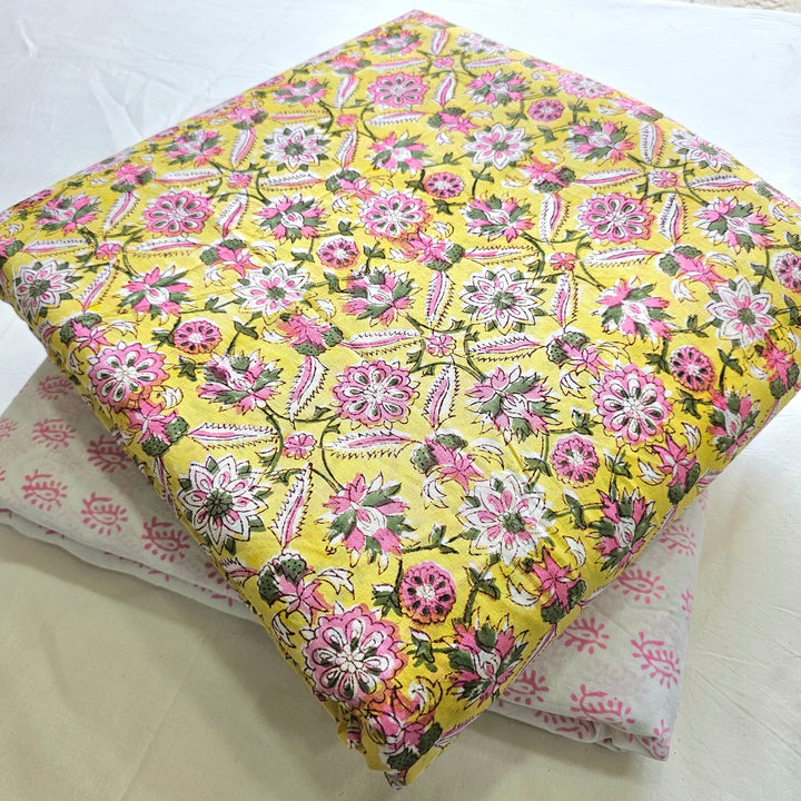 Traditional Sanganeri Printed Cotton Suit Top And Bottom Set EATB13