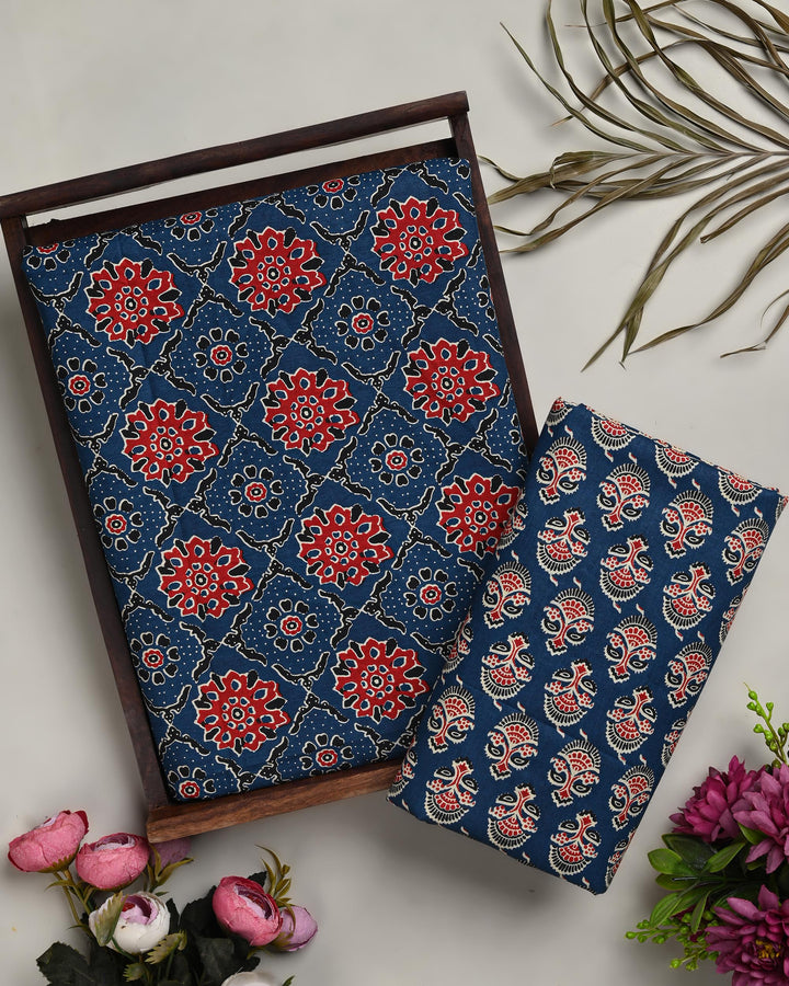 Traditional Sanganeri Printed Cotton Suit Top And Bottom Set EATB41
