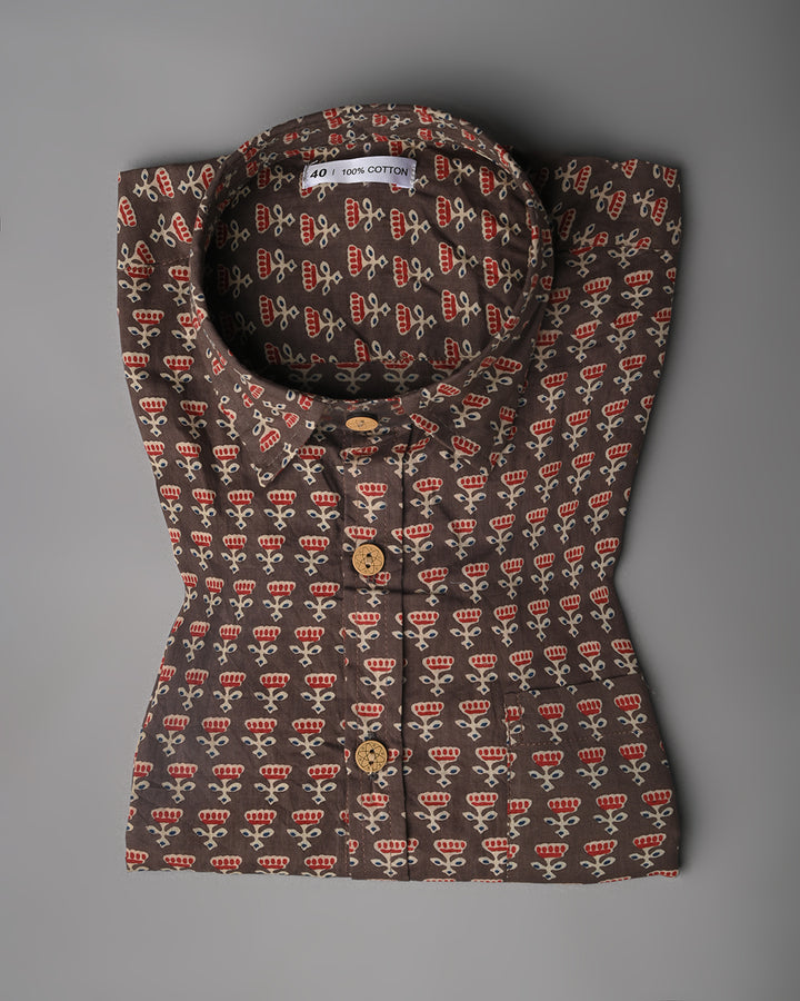 New Sanganeri exclusive Half Sleeves Block Print Shirt(NDCOTHS01)