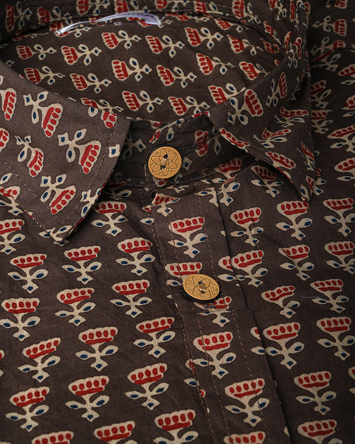 New Sanganeri exclusive Half Sleeves Block Print Shirt(NDCOTHS01)