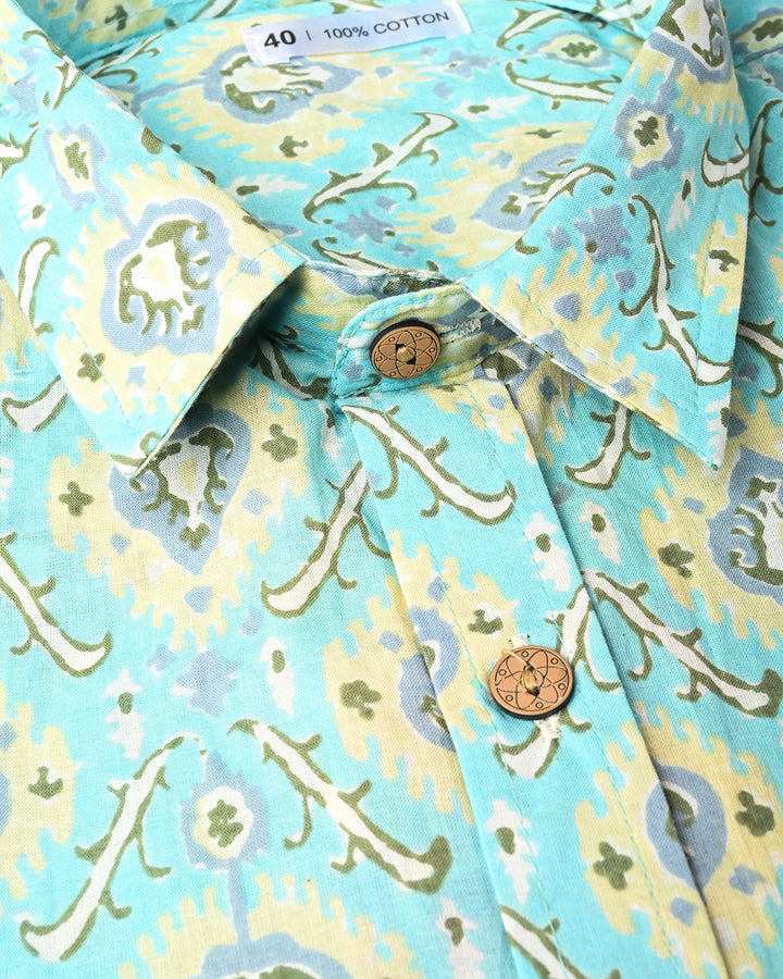 New Sanganeri premium Half Sleeves Block Print Shirt(NDCOTHS04)
