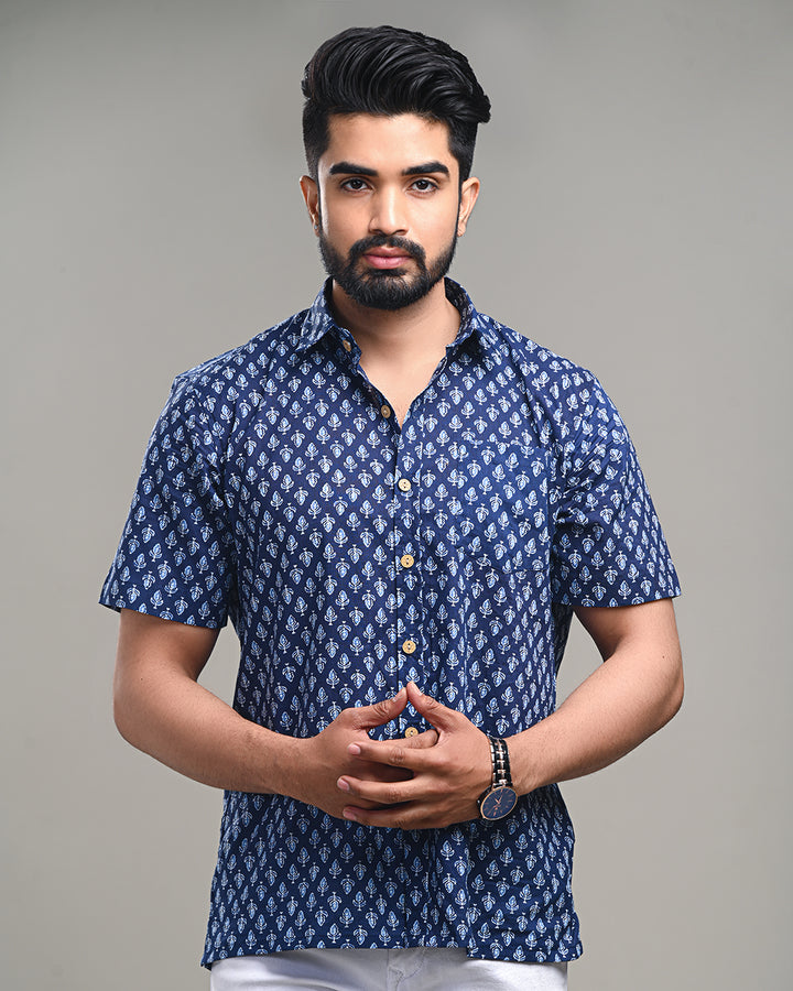 New Sanganeri exclusive Half Sleeves Block Print Shirt( NDCOTHS16)