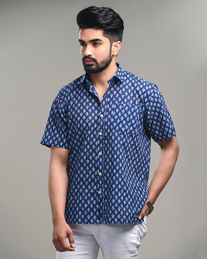 New Sanganeri exclusive Half Sleeves Block Print Shirt( NDCOTHS16)