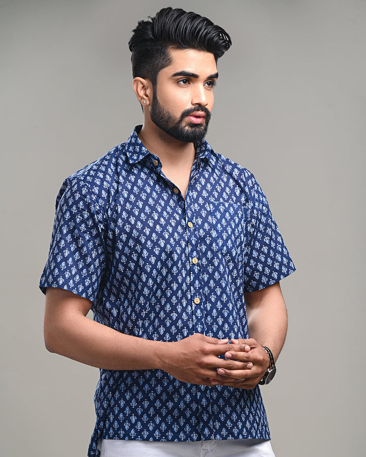 New Sanganeri exclusive Half Sleeves Block Print Shirt( NDCOTHS16)