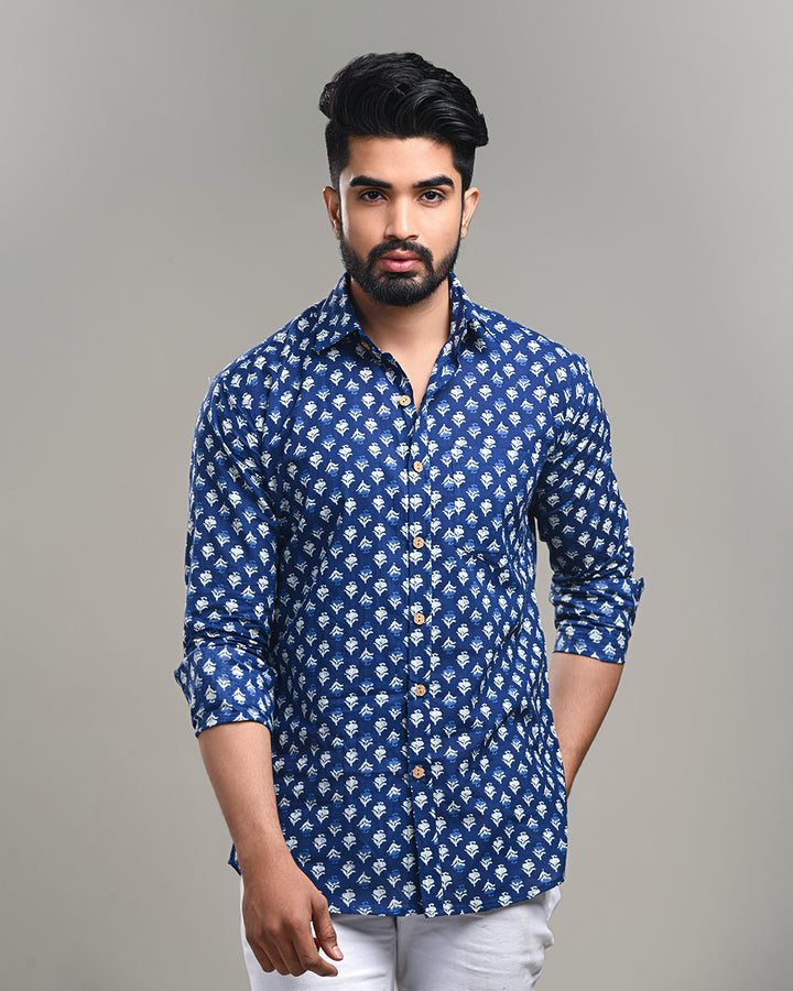 New Sanganeri premium Print full Sleeves Block Print Shirt(NDCOTFS14)