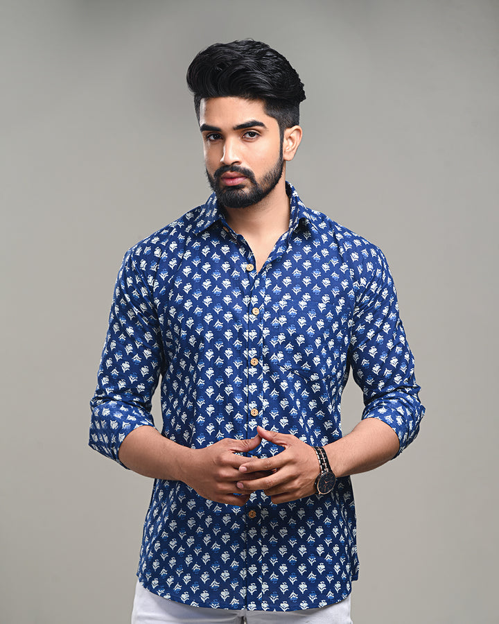 New Sanganeri premium Print full Sleeves Block Print Shirt(NDCOTFS14)