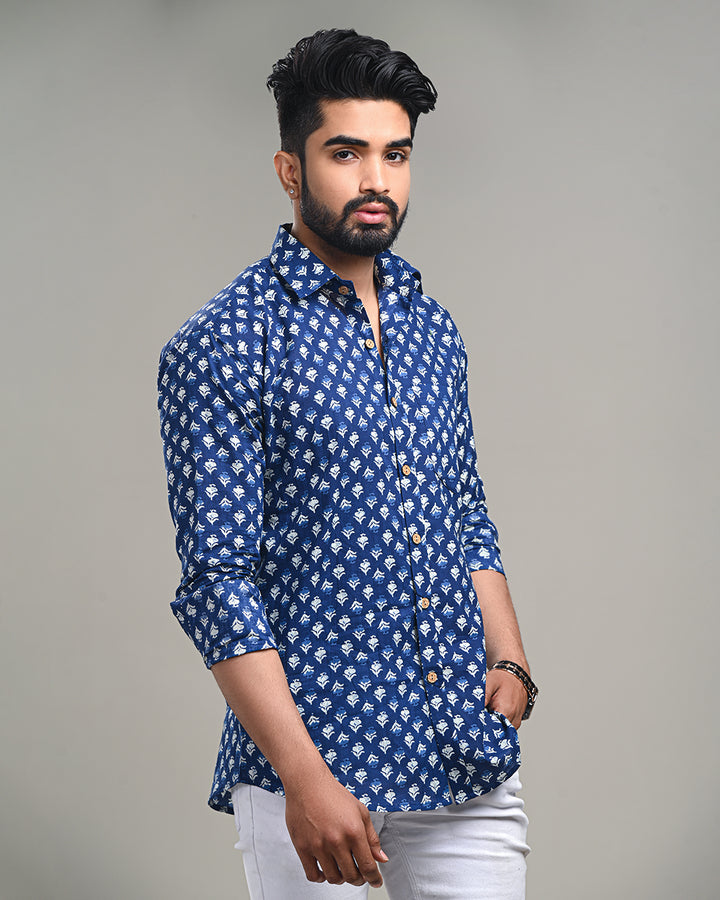 New Sanganeri premium Print full Sleeves Block Print Shirt(NDCOTFS14)