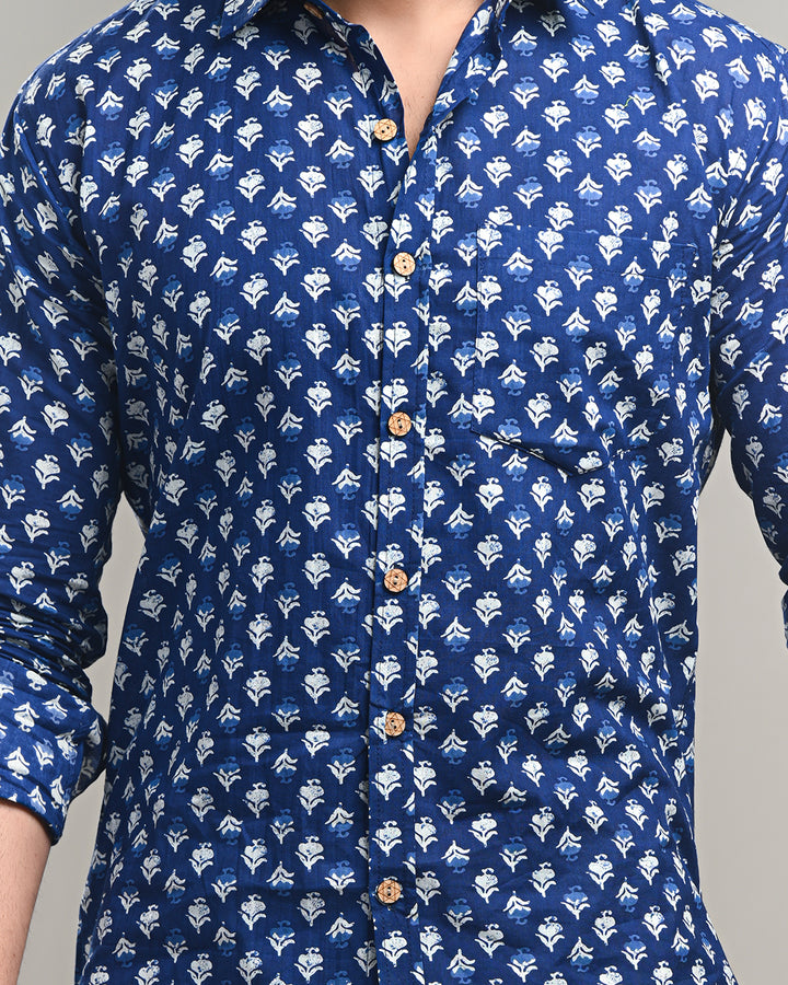 New Sanganeri premium Print full Sleeves Block Print Shirt(NDCOTFS14)