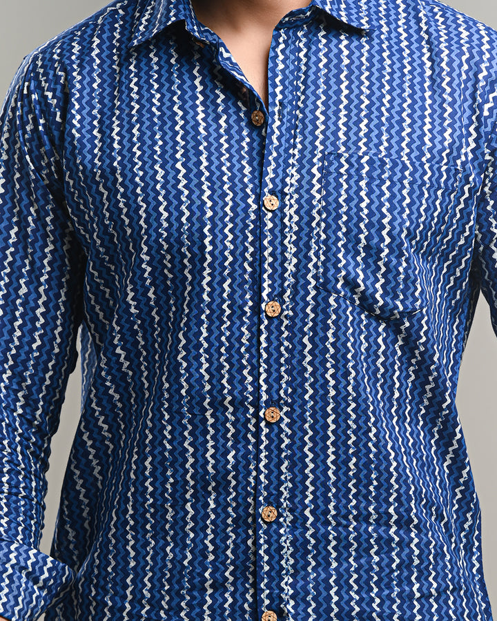 New Sanganeri exclusive Print full Sleeves Block Print Shirt(NDCOTFS18)