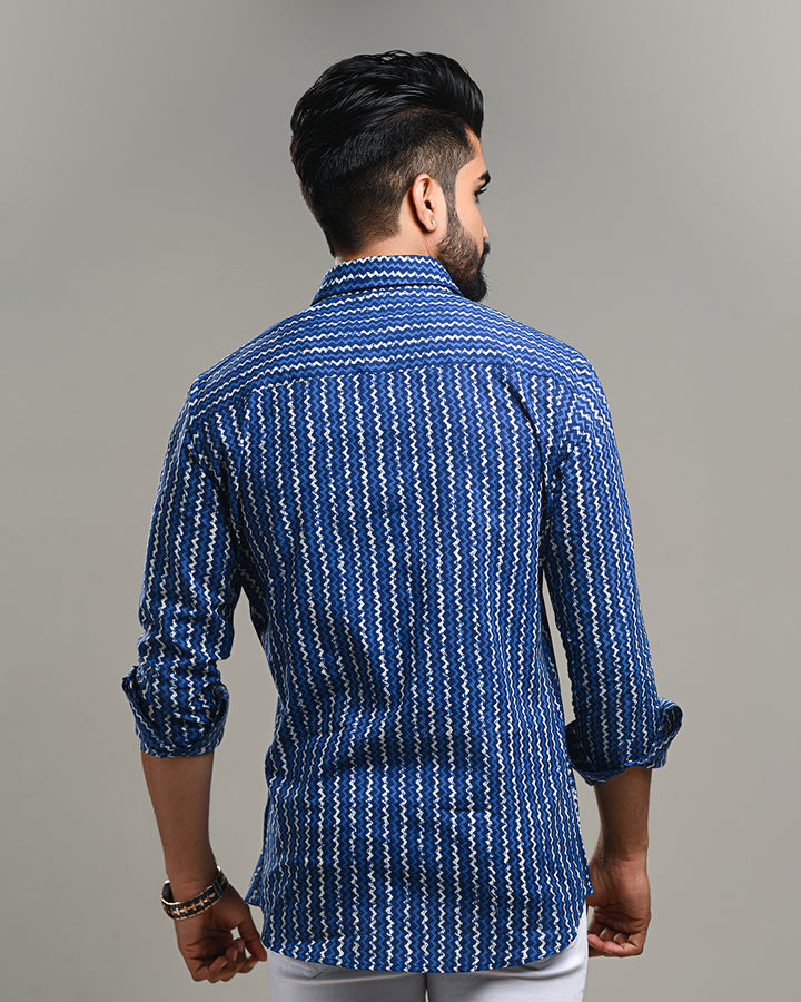 New Sanganeri exclusive Print full Sleeves Block Print Shirt(NDCOTFS18)