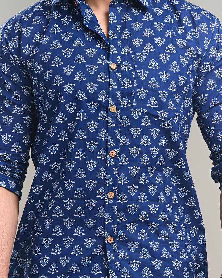 New Sanganeri designed Print full Sleeves Block Print Shirt(NDCOTFS17)