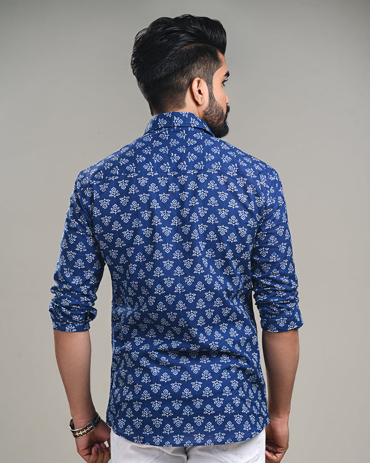 New Sanganeri designed Print full Sleeves Block Print Shirt(NDCOTFS17)