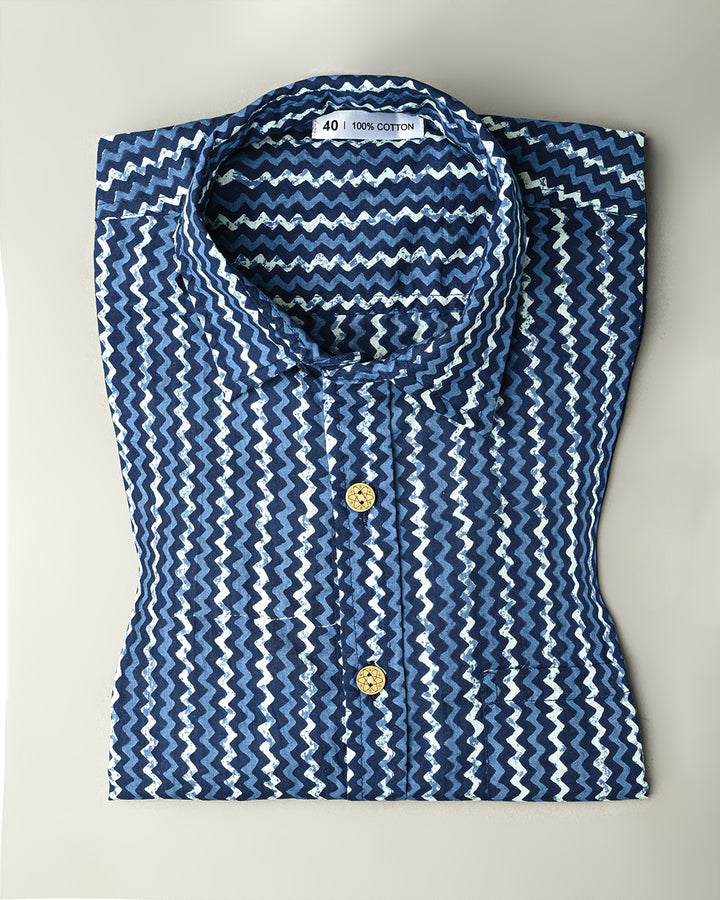 New Sanganeri exclusive Print full Sleeves Block Print Shirt(NDCOTFS18)