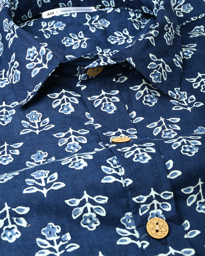 New Sanganeri designed Print full Sleeves Block Print Shirt(NDCOTFS17)