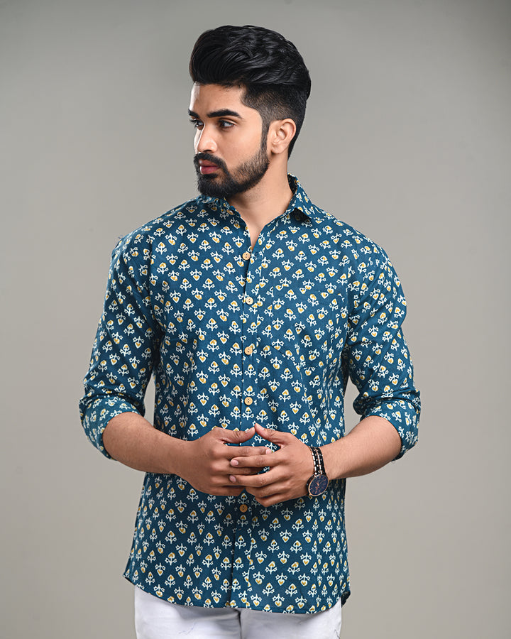 Exclusive Print full Sleeves Block Print Shirt(NDCOTFS10)