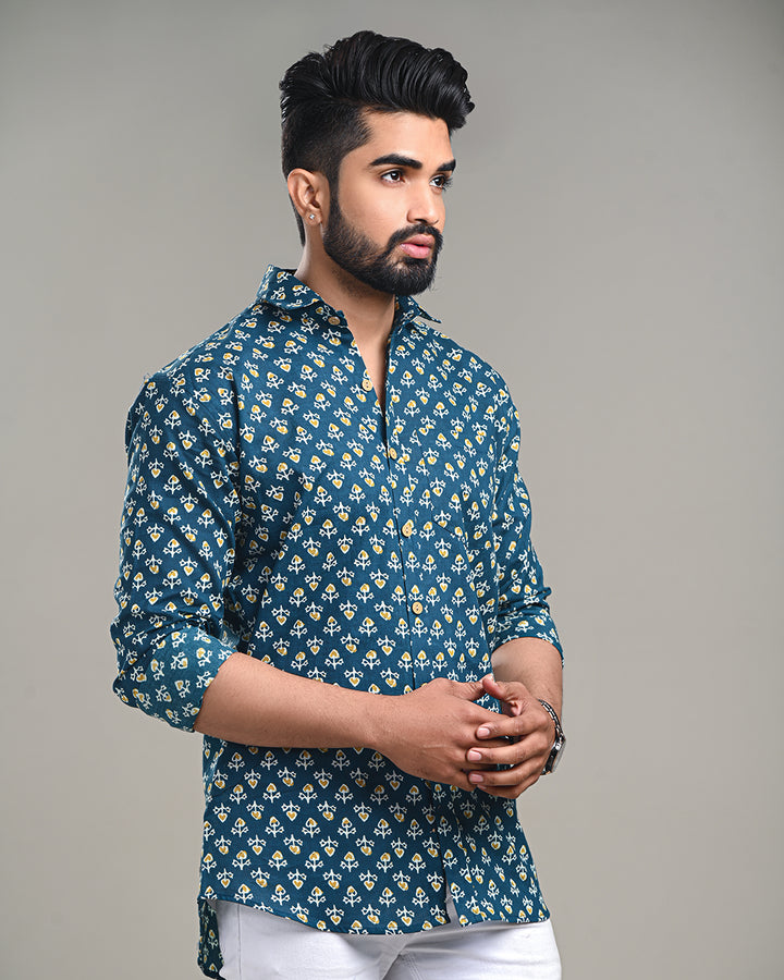 Exclusive Print full Sleeves Block Print Shirt(NDCOTFS10)