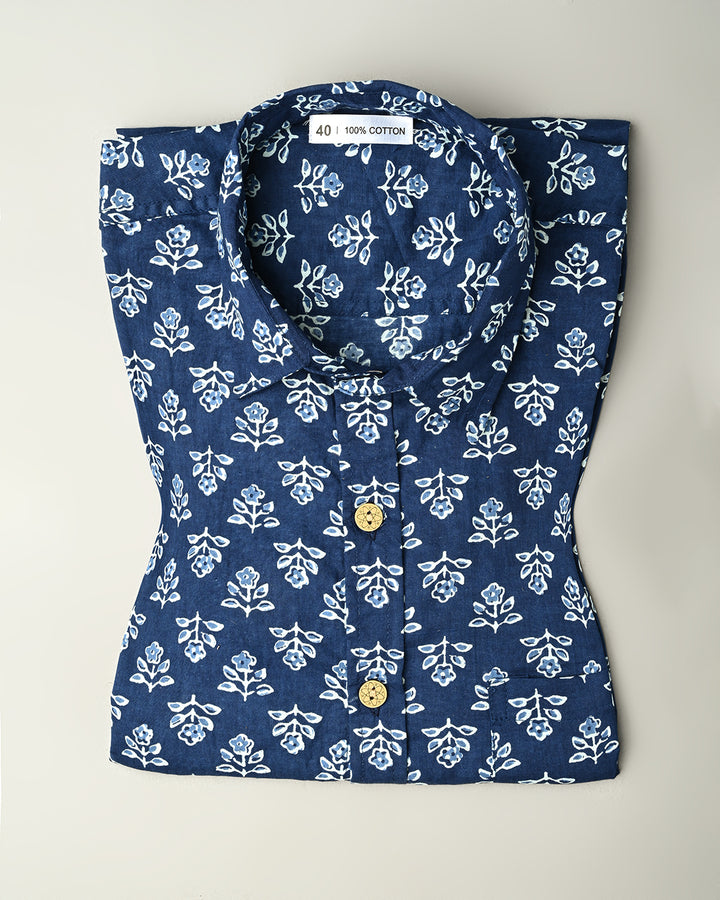 New Sanganeri designed Print full Sleeves Block Print Shirt(NDCOTFS17)
