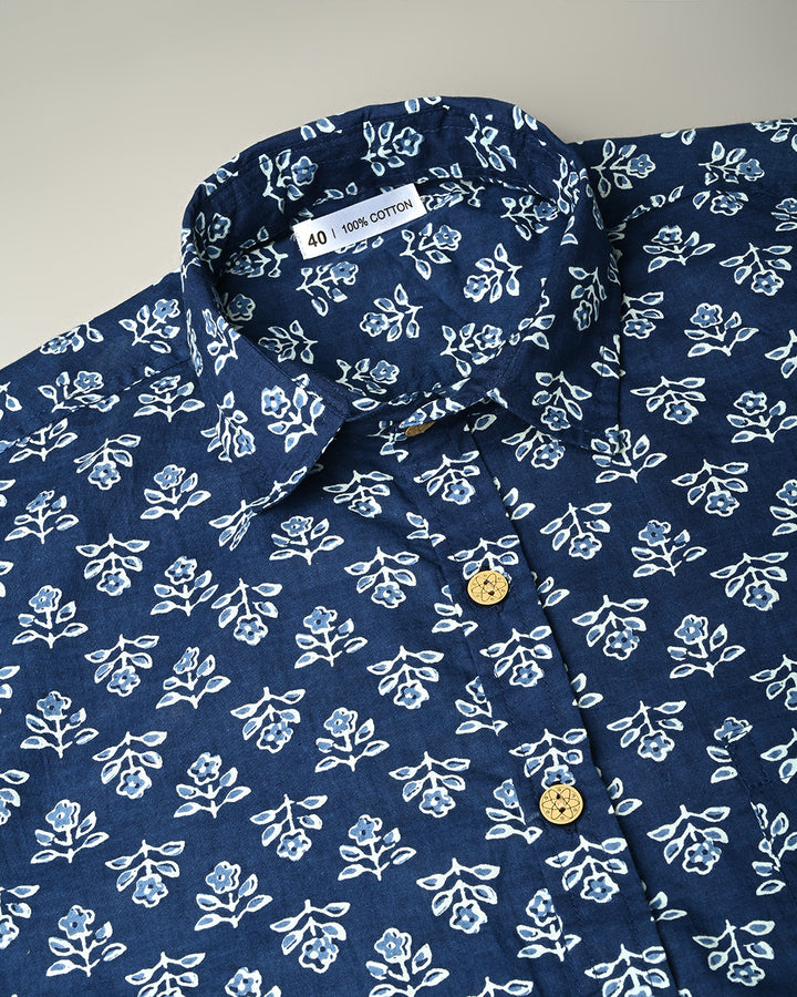 New Sanganeri designed Print full Sleeves Block Print Shirt(NDCOTFS17)