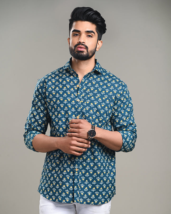 Exclusive Print full Sleeves Block Print Shirt(NDCOTFS10)