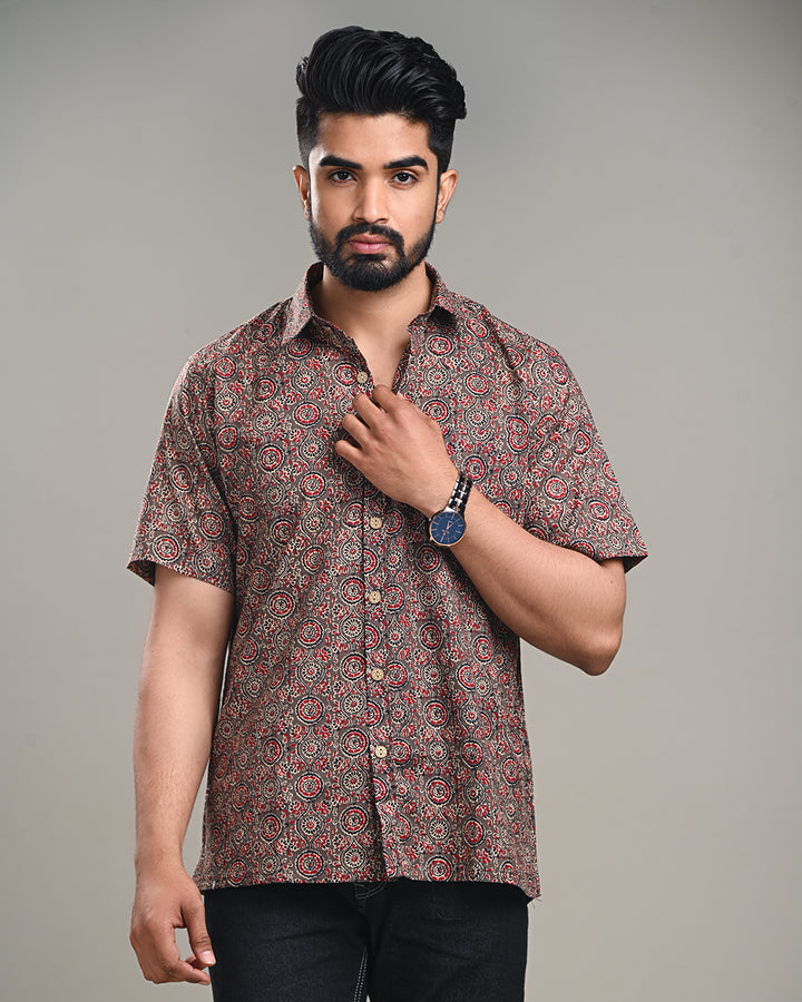 New Sanganeri exclusive Half Sleeves Block Print Shirt( NDCOTHS17)