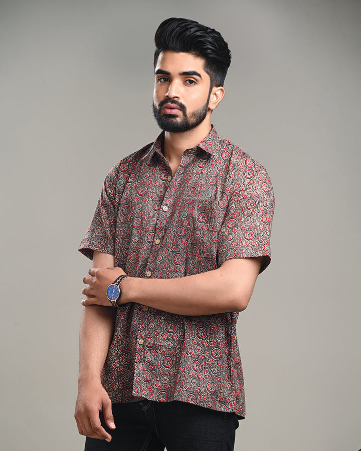 New Sanganeri exclusive Half Sleeves Block Print Shirt( NDCOTHS17)