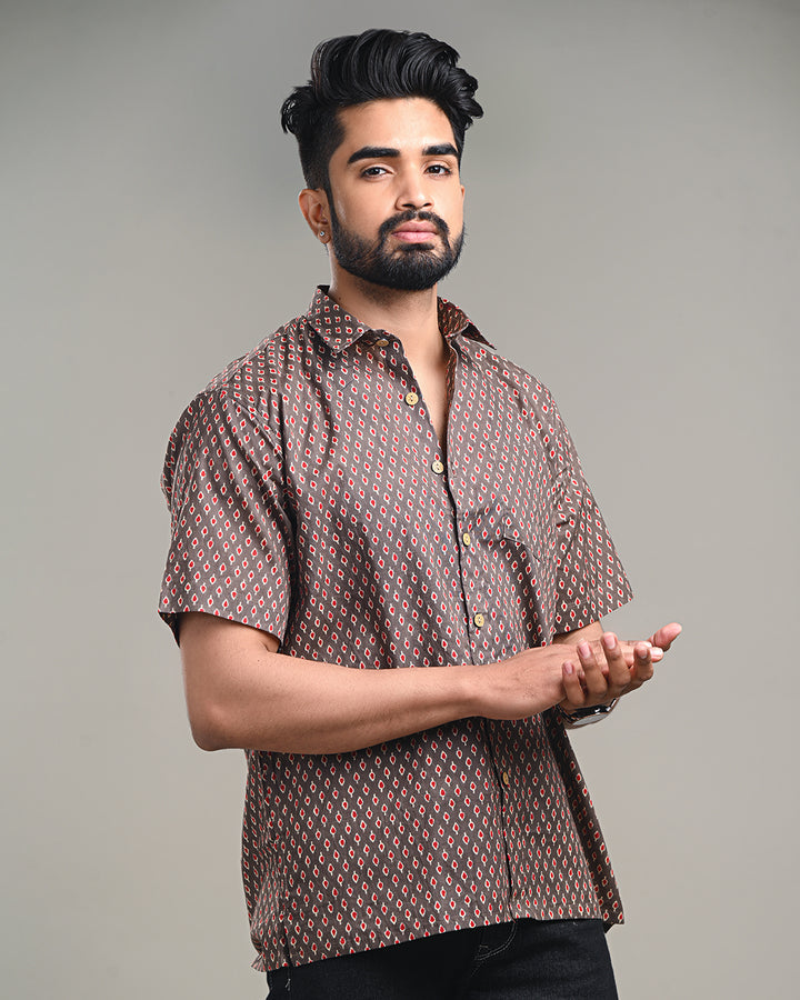 Traditional premium Half Sleeves Block Print Shirt(NDCOTHS05)