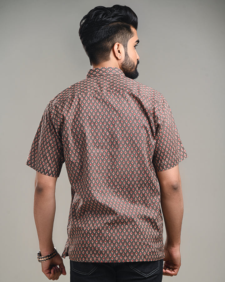 Traditional premium Half Sleeves Block Print Shirt(NDCOTHS05)