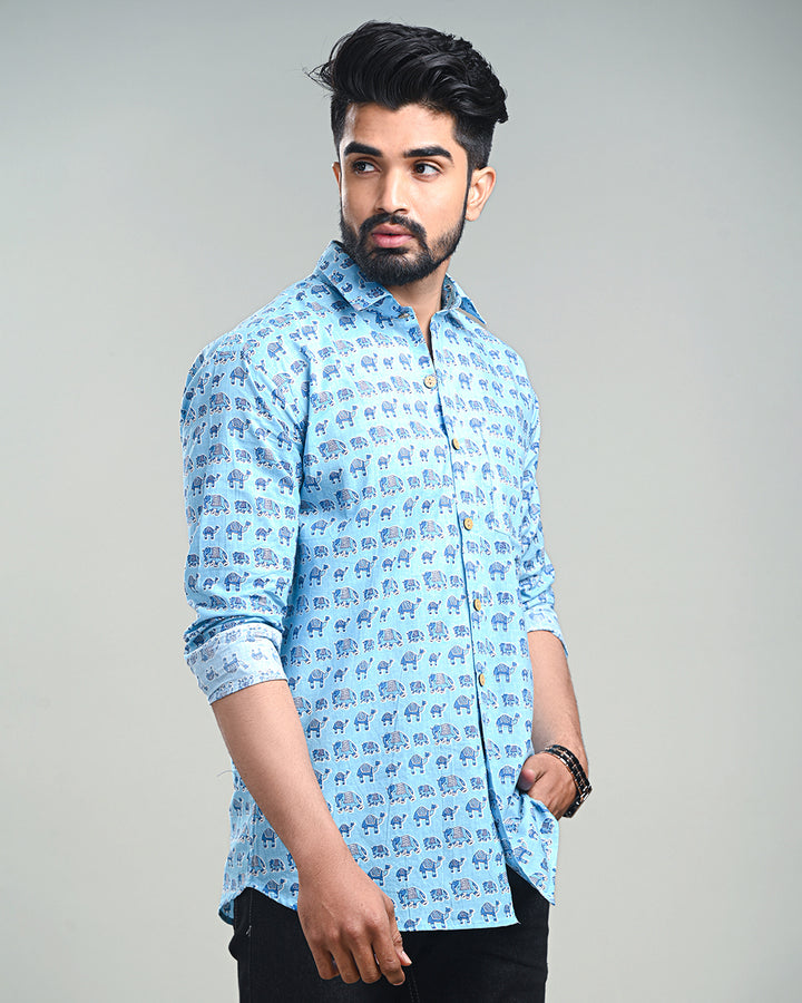 Exclusive Print full Sleeves Block Print Shirt(NDCOTFS07)