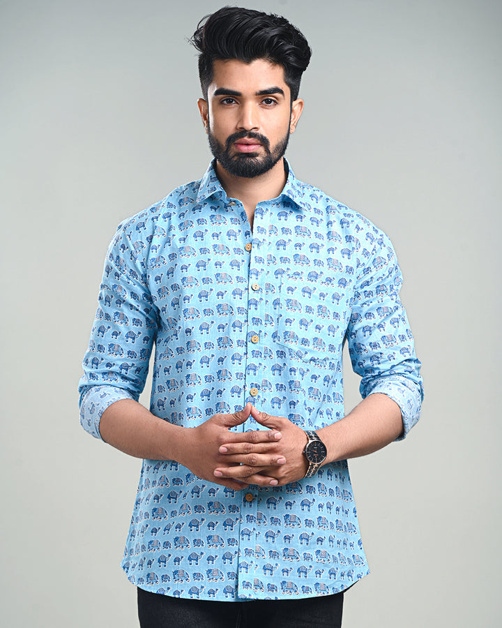 Exclusive Print full Sleeves Block Print Shirt(NDCOTFS07)