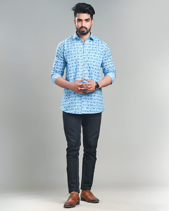 Exclusive Print full Sleeves Block Print Shirt(NDCOTFS07)