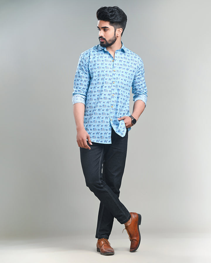 Exclusive Print full Sleeves Block Print Shirt(NDCOTFS07)