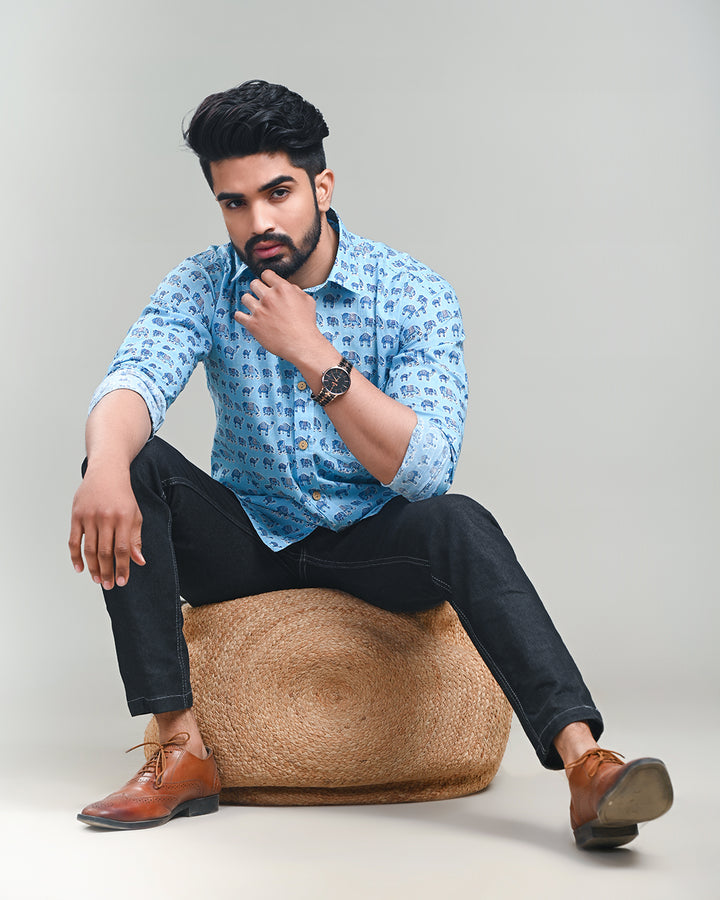 Exclusive Print full Sleeves Block Print Shirt(NDCOTFS07)
