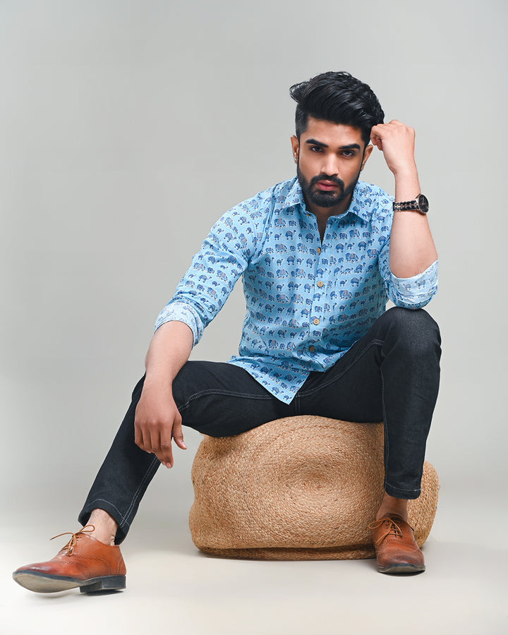 Exclusive Print full Sleeves Block Print Shirt(NDCOTFS07)
