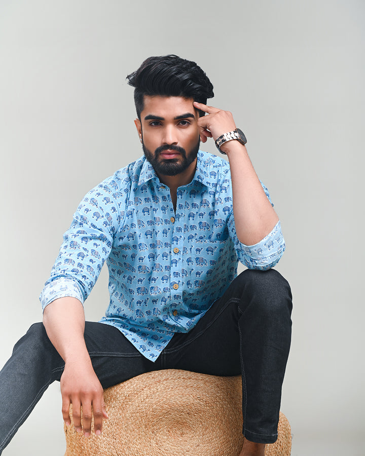 Exclusive Print full Sleeves Block Print Shirt(NDCOTFS07)