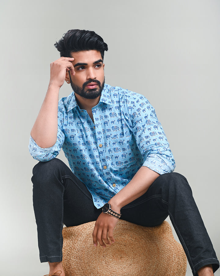 Exclusive Print full Sleeves Block Print Shirt(NDCOTFS07)