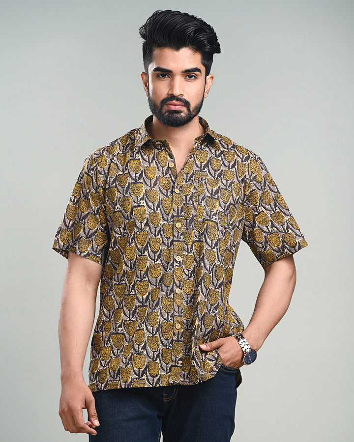 New Sanganeri exclusive Half Sleeves Block Print Shirt( NDCOTHS02)