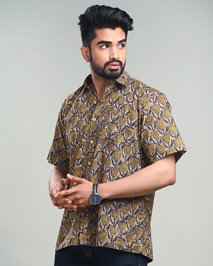 New Sanganeri exclusive Half Sleeves Block Print Shirt( NDCOTHS02)