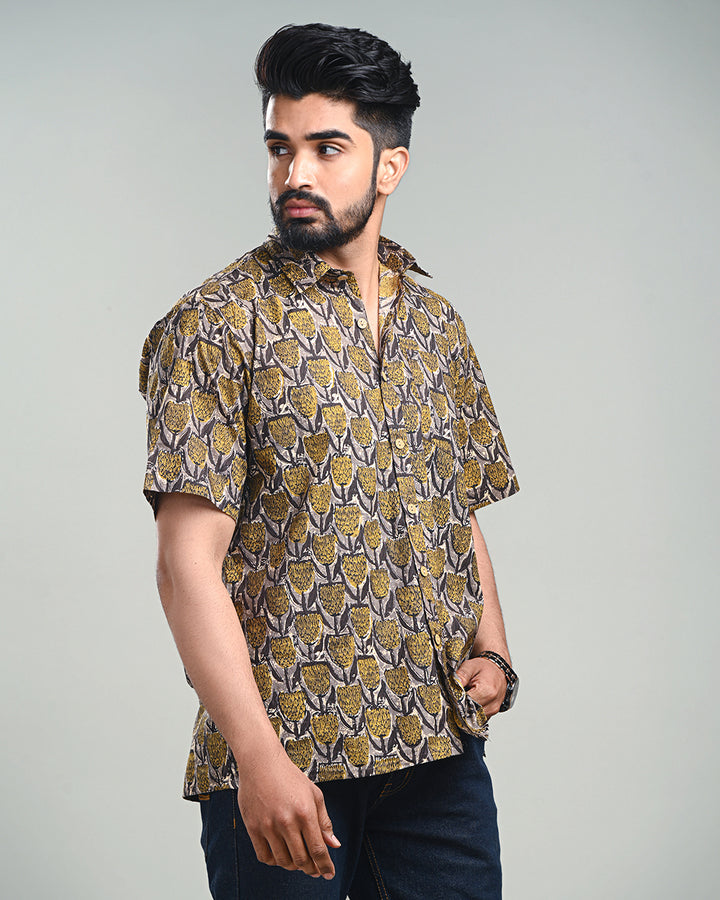 New Sanganeri exclusive Half Sleeves Block Print Shirt( NDCOTHS02)