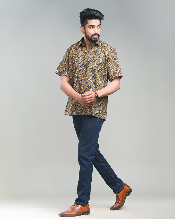 New Sanganeri exclusive Half Sleeves Block Print Shirt( NDCOTHS02)