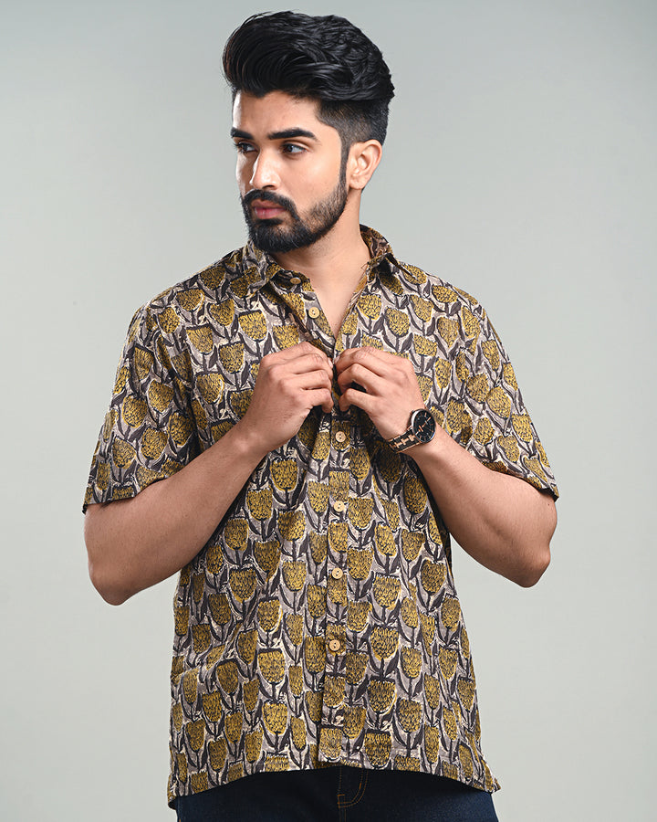 New Sanganeri exclusive Half Sleeves Block Print Shirt( NDCOTHS02)