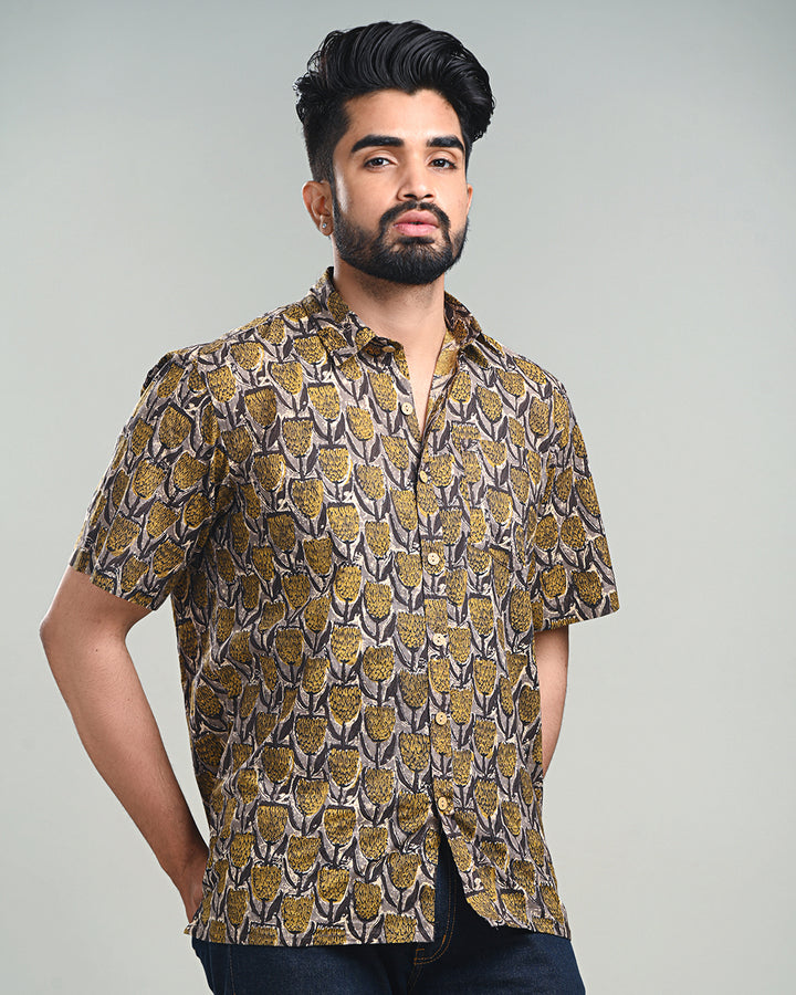 New Sanganeri exclusive Half Sleeves Block Print Shirt( NDCOTHS02)
