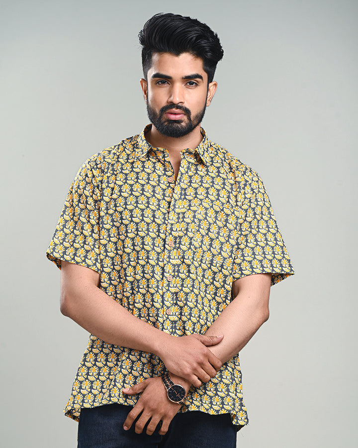 premium Half Sleeves Block Print Shirt(NDCOTHS07)