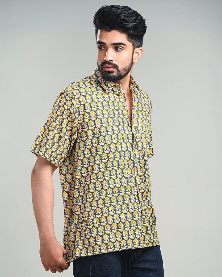 premium Half Sleeves Block Print Shirt(NDCOTHS07)