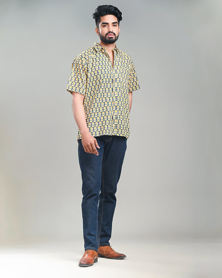 premium Half Sleeves Block Print Shirt(NDCOTHS07)