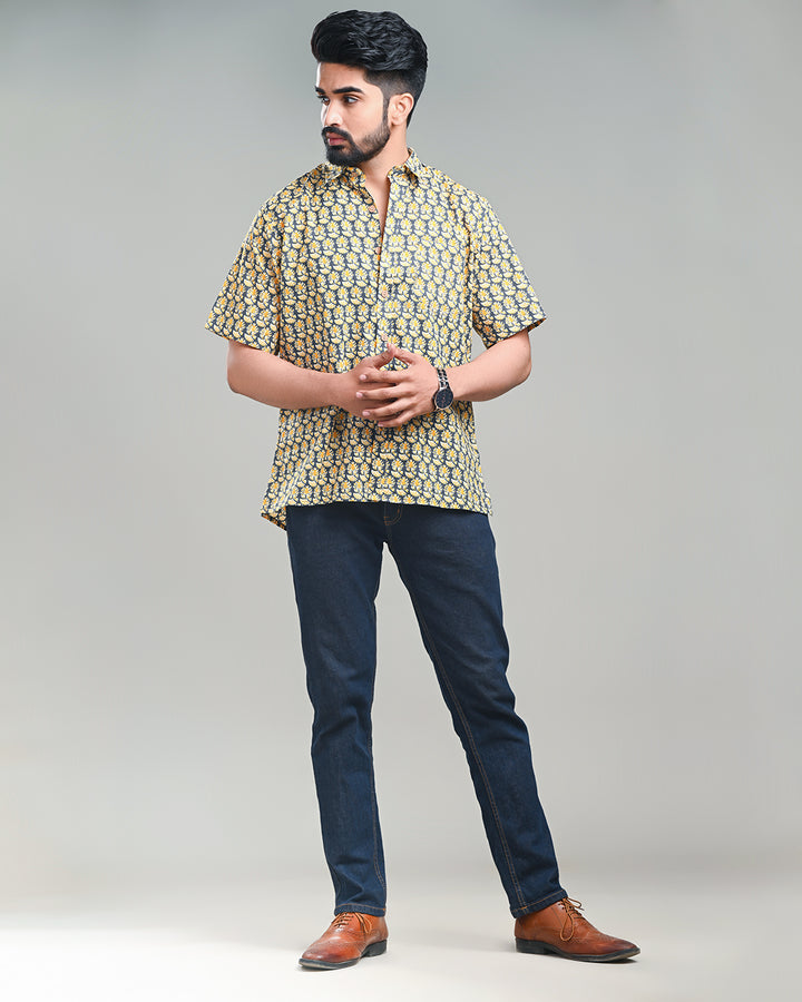 premium Half Sleeves Block Print Shirt(NDCOTHS07)