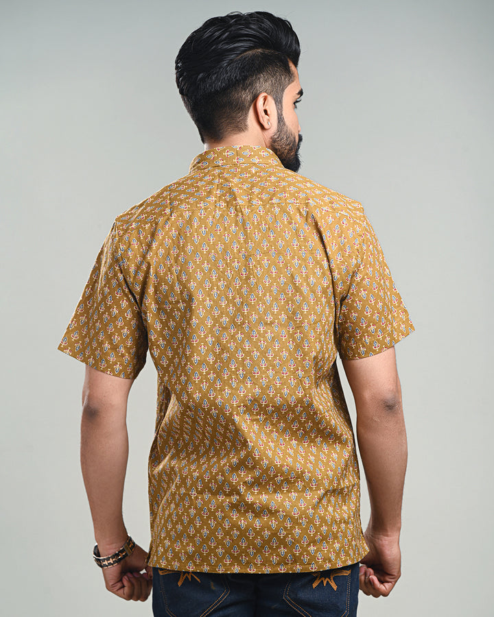Traditional premium Half Sleeves Block Print Shirt(NDCOTHS10)