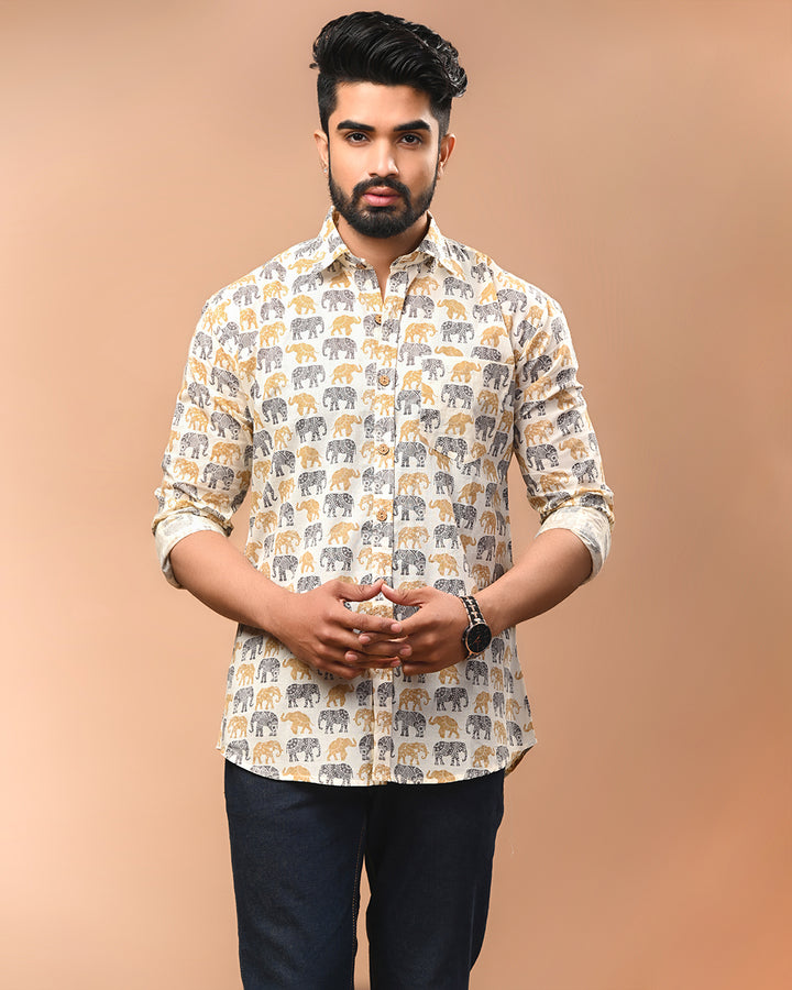 New Sanganeri exclusive Print full Sleeves Block Print Shirt(NDCOTFS15)