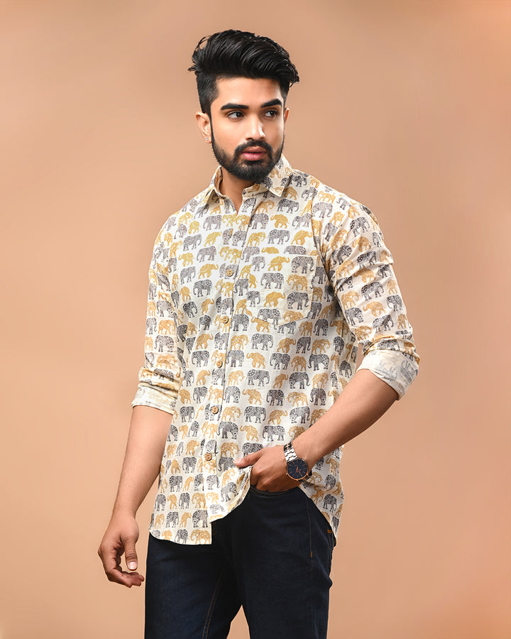 New Sanganeri exclusive Print full Sleeves Block Print Shirt(NDCOTFS15)