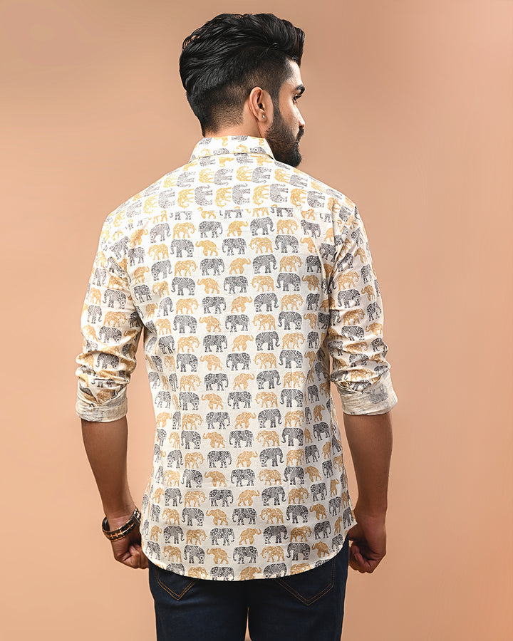 New Sanganeri exclusive Print full Sleeves Block Print Shirt(NDCOTFS15)