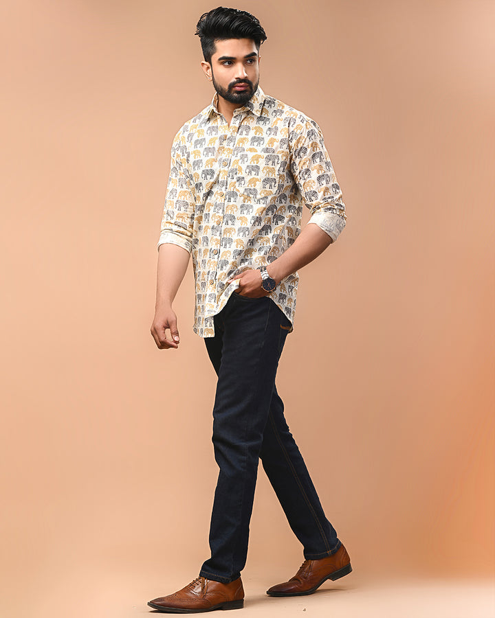New Sanganeri exclusive Print full Sleeves Block Print Shirt(NDCOTFS15)